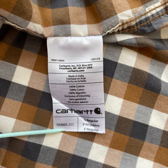 Carhartt Relaxed Fit Short Sleeve Plaid Shirt Sz S - Picture 8 of 9
